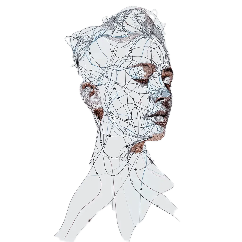 A line-drawn portrait