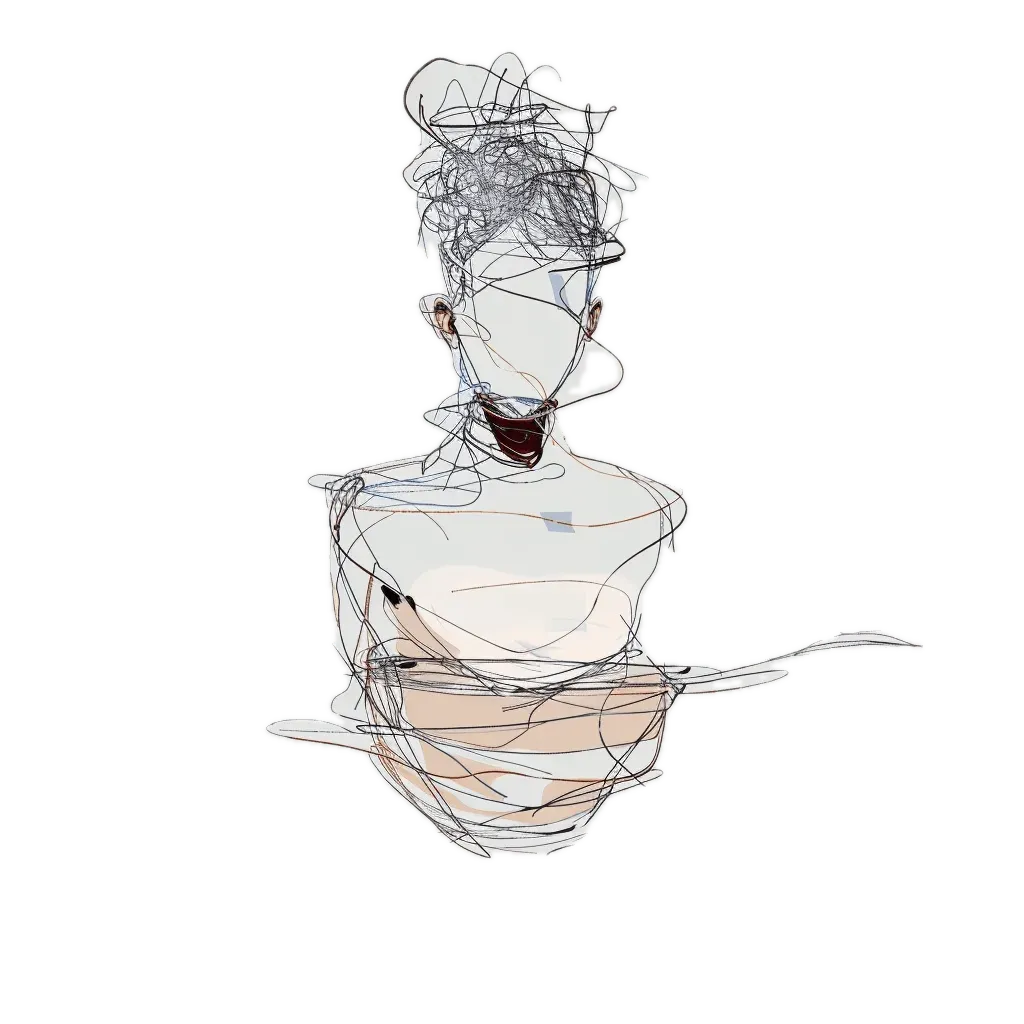 A figure drawn in loose lines