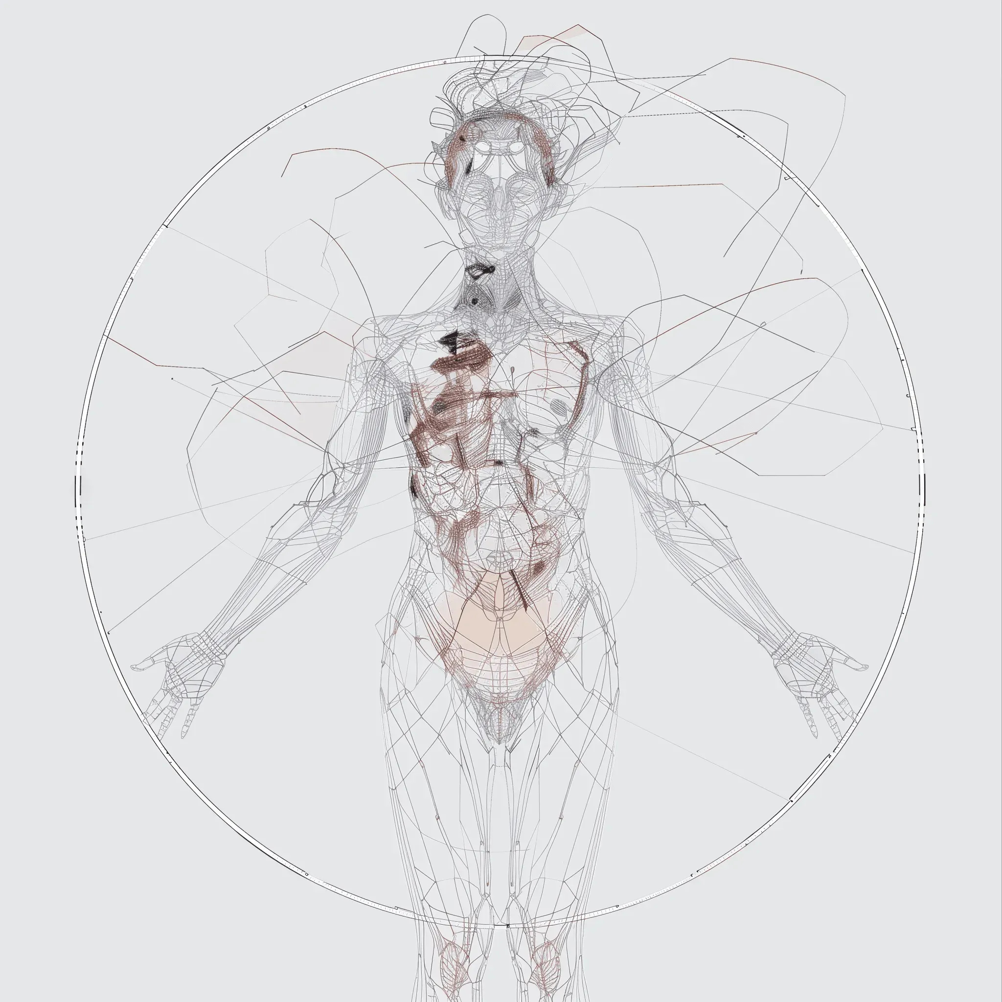 An anatomical figure in a circle